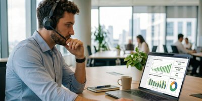 Sales rep on laptop
