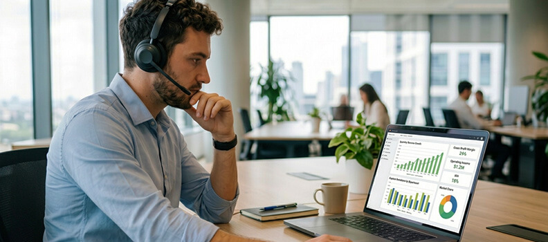 Sales rep on laptop