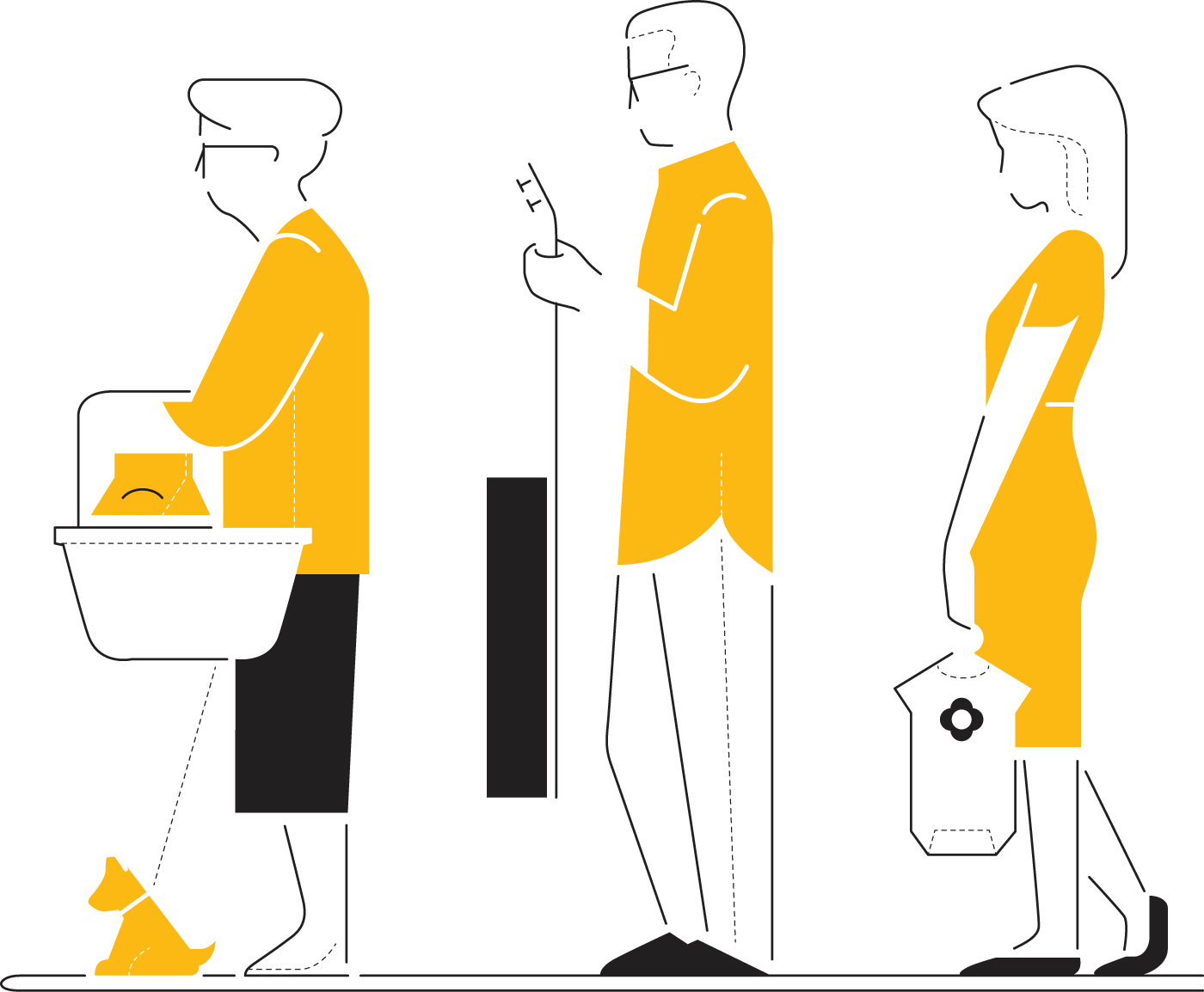 illustration of customers in line to buy