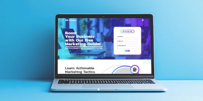 Laptop screen with landing page