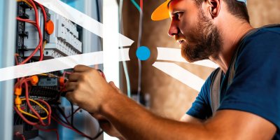 Electrician fixing wires
