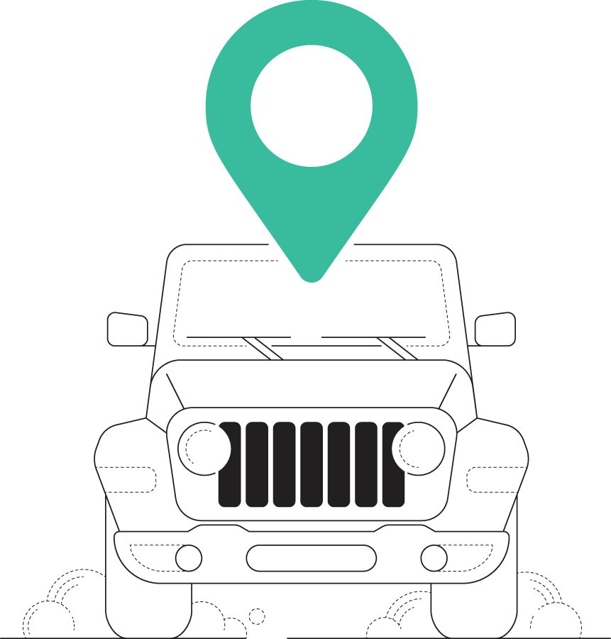 Illustration of auto with location marker