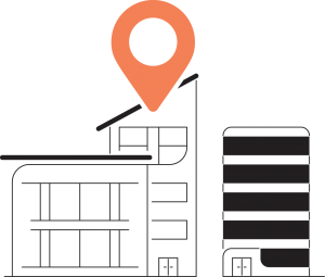 Illustration of two business buildings