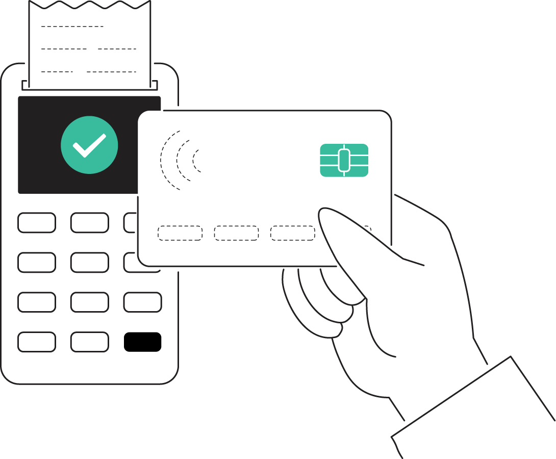 Illustration of credit card processing