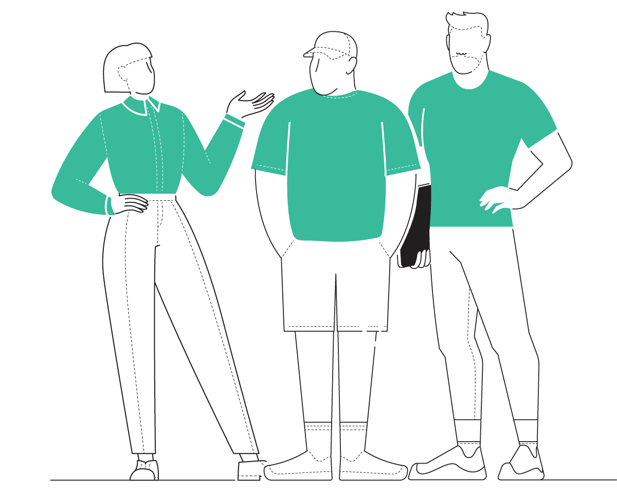 Illustration of people talking at event