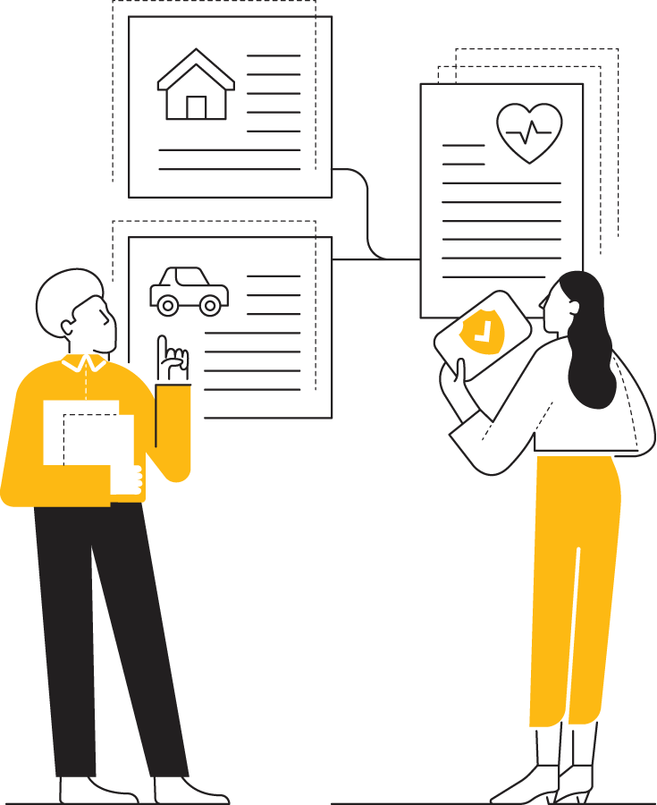 Illustration of two women with insurance solution