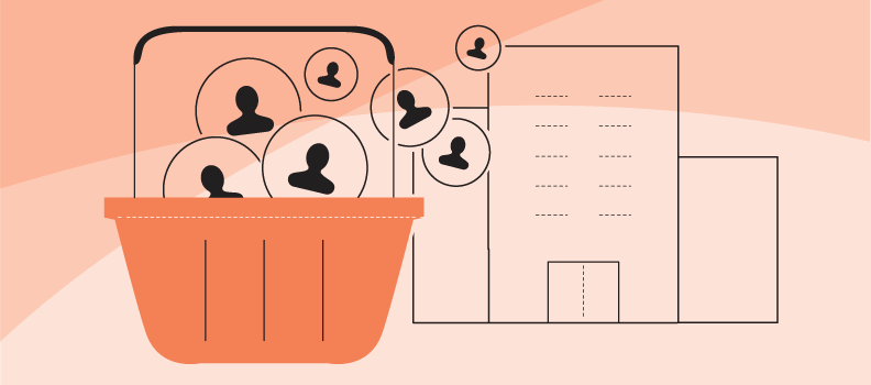 Illustration of shopping basket filled with business leads