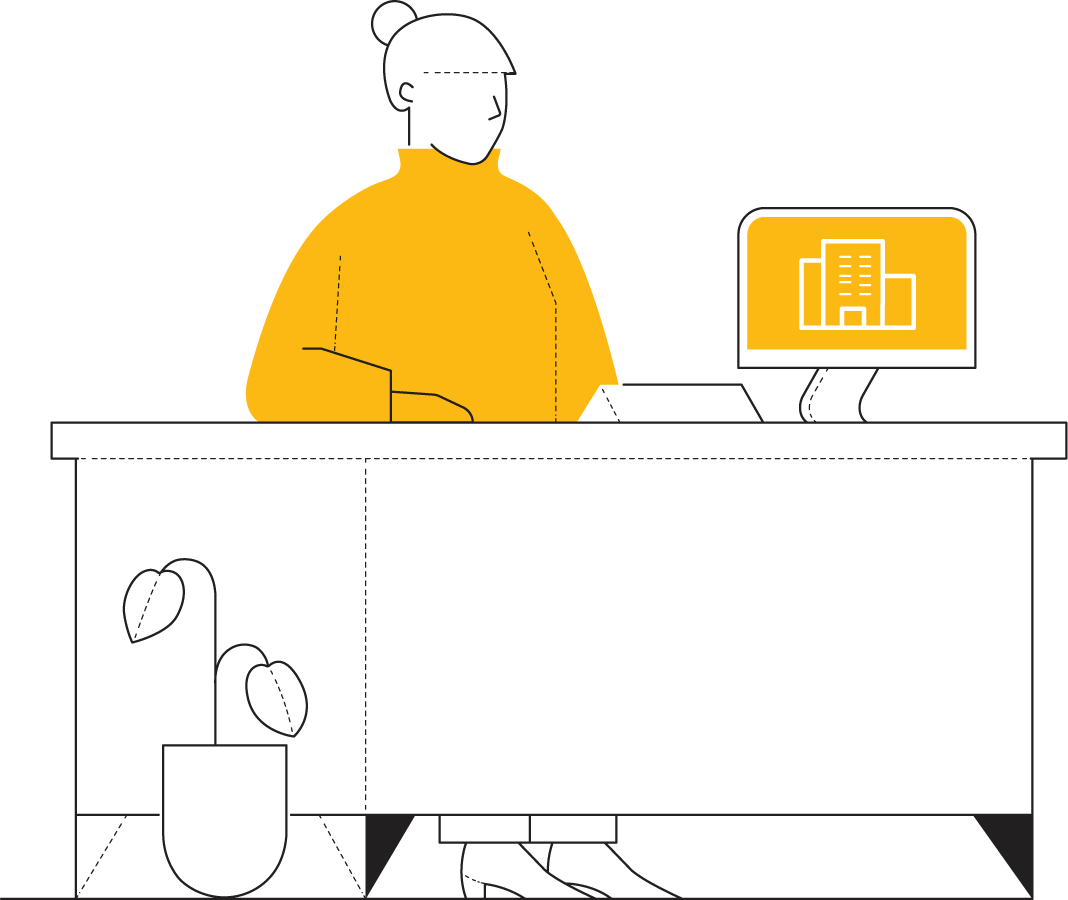 Illustration real estate agent sitting at desk