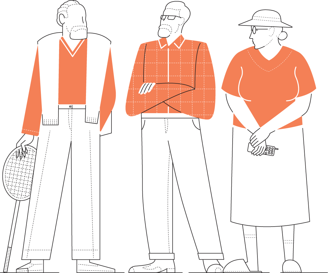 Illustration of seniors standing