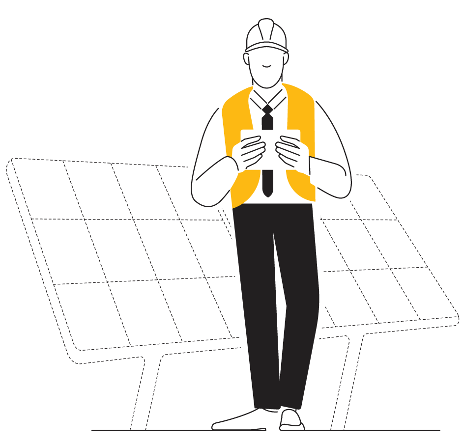 Illustration of solar energy contractor