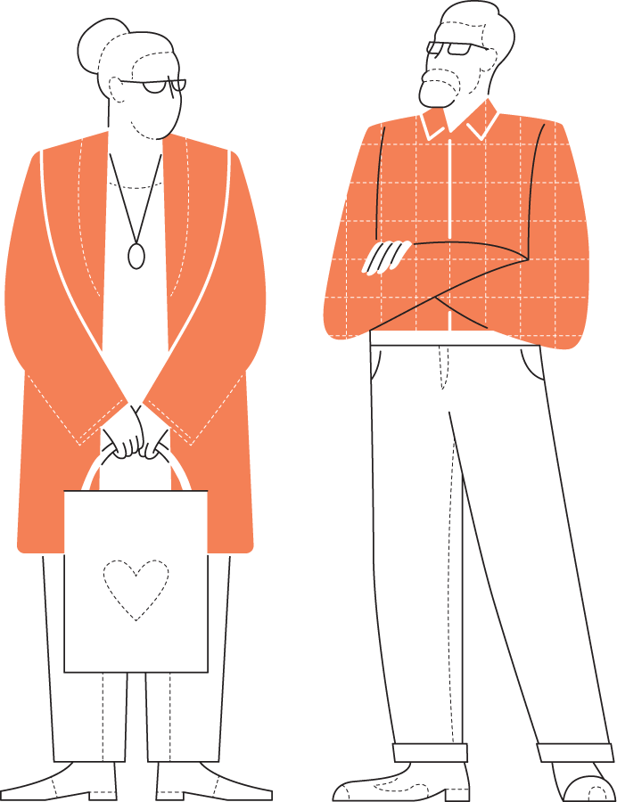 Illustration man and woman in their 60s