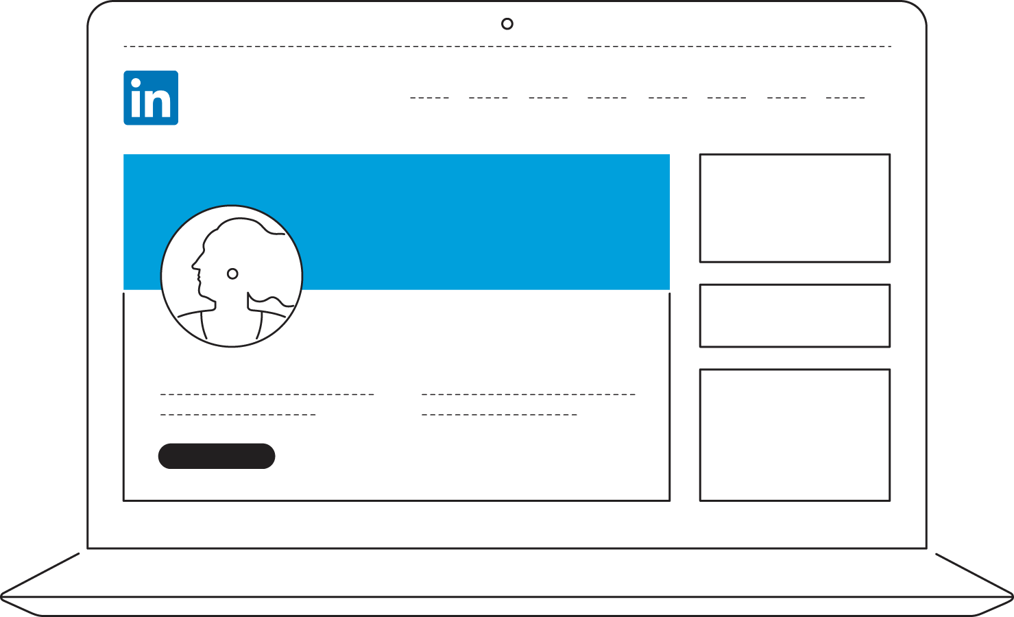 Linkedin website on laptop screen illustration
