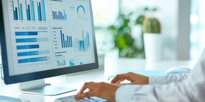 Laptop with metrics dashboard on screen