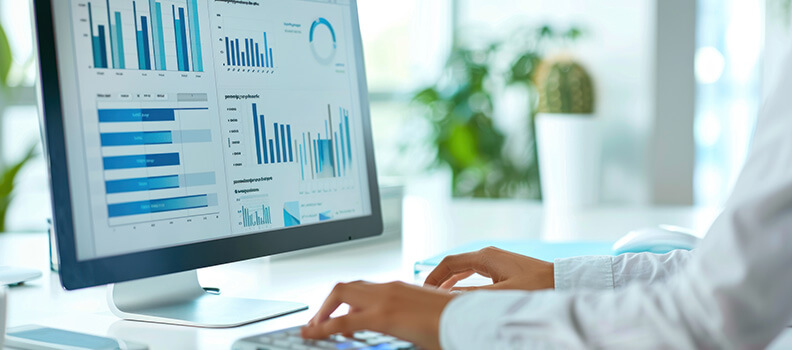 Laptop with metrics dashboard on screen